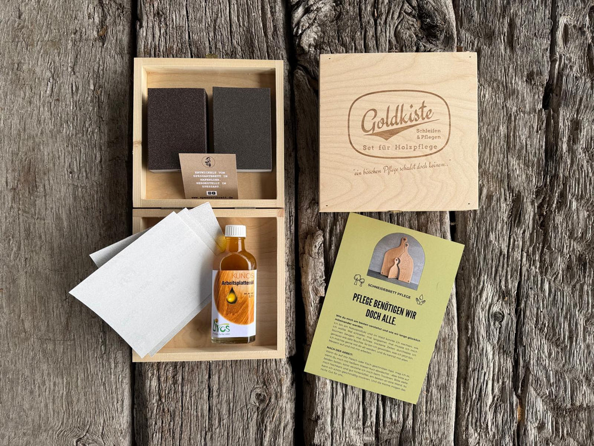 Goldkiste - Set für Holzpflege - Spessartbrett. 9-teilig.