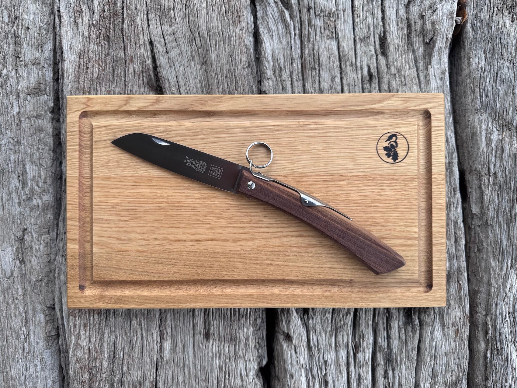 IBEX 120 Taschenmesser mit Schwarznuss-Griff, rostfrei - Spessartbrett