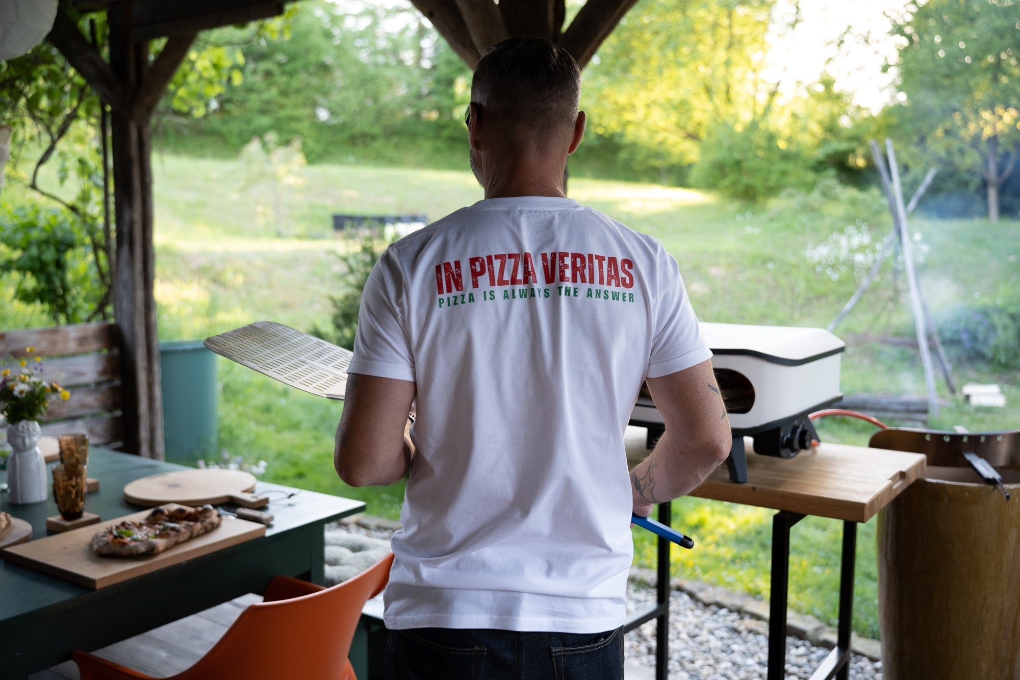Pizza T-Shirt, In Pizza Veritas - Spessartbrett