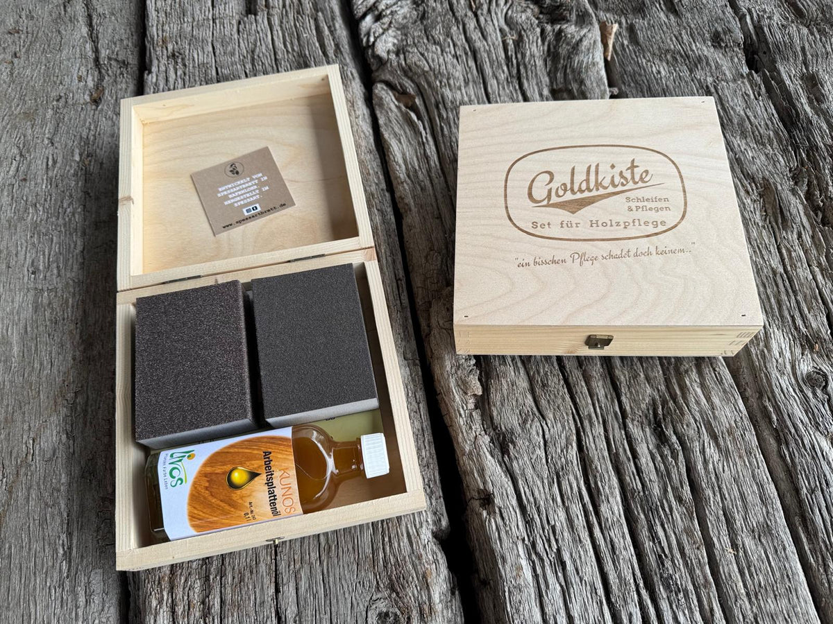 Livos Goldkiste - Set für Holzpflege - Spessartbrett. 9-teilig.