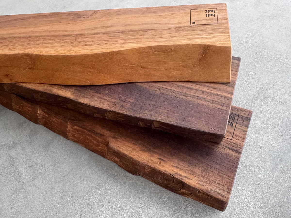 Messerleiste Nussbaum magnetisch mit natürlicher Baumkante – 45 cm, handgemacht - Spessartbrett