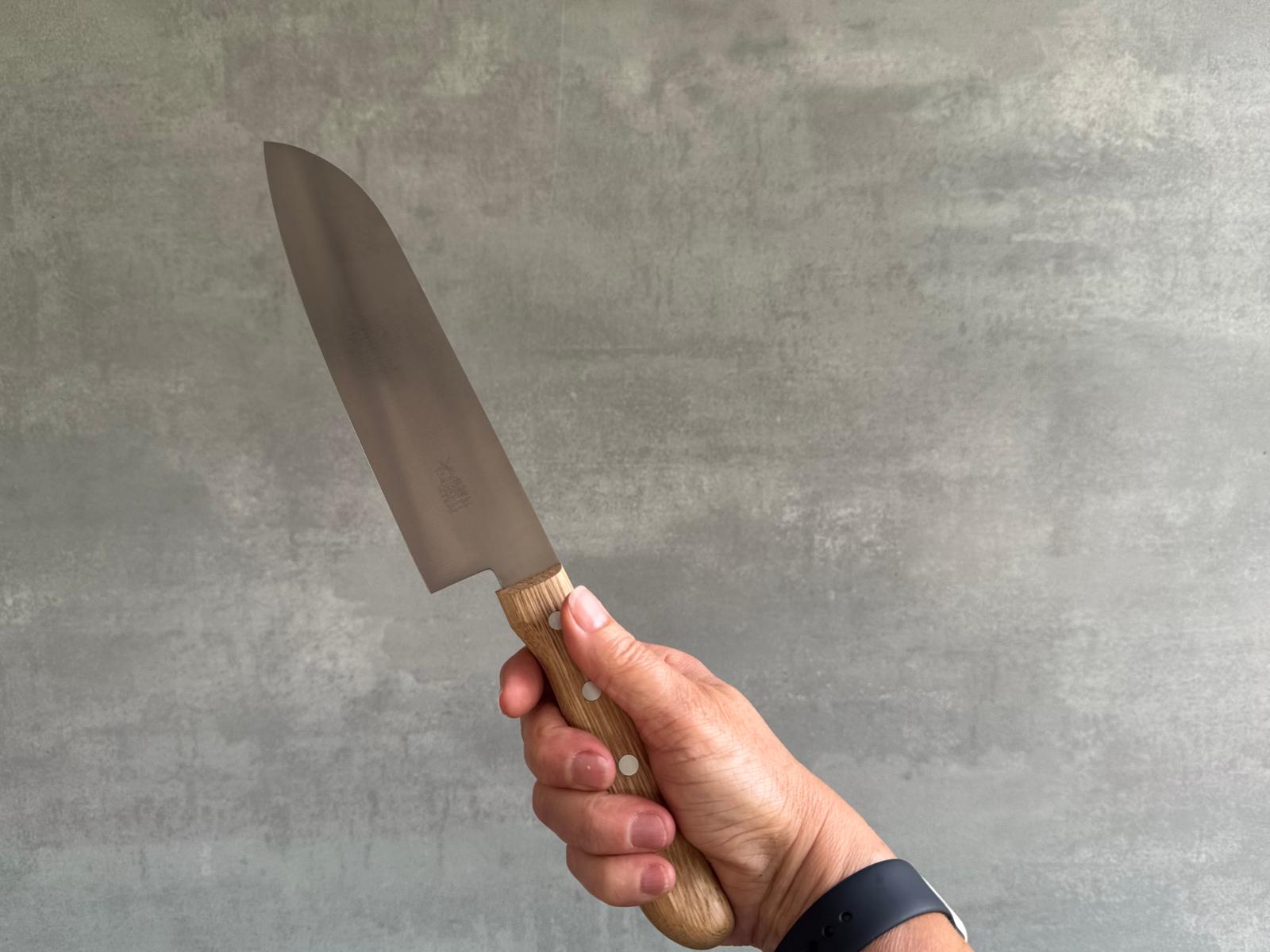 Windmühlenmesser Santoku Griff Eiche Klinge 21 cm