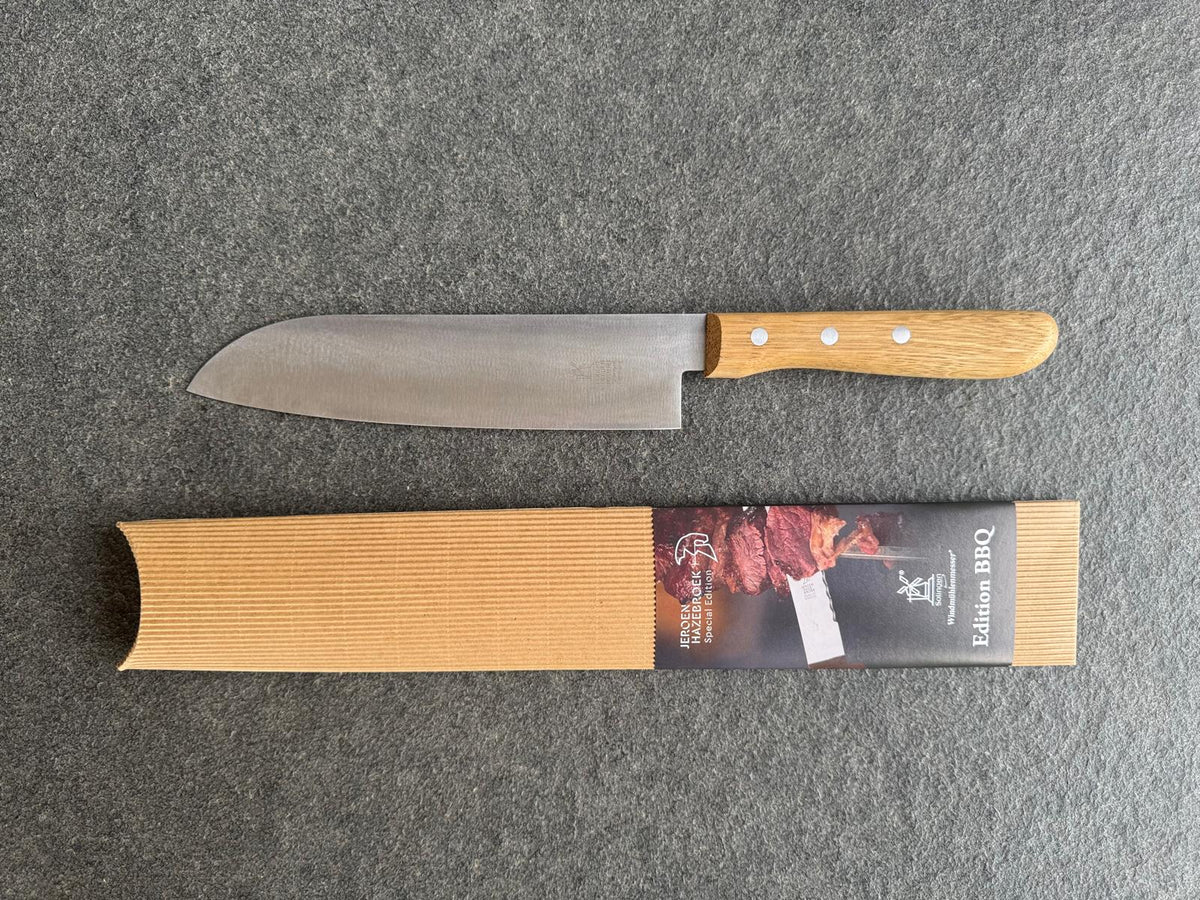 Windmühlenmesser Santoku Griff Eiche Klinge 21 cm. Edition BBQ
