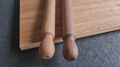Kurzfilm über Teigrollen für Nudelteig aus Eiche und Nussbaum