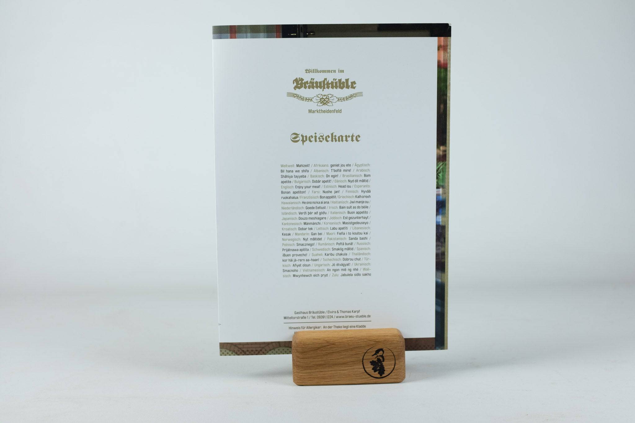 Tischkarten Halter Eiche massiv Wildente - Spessartbrett